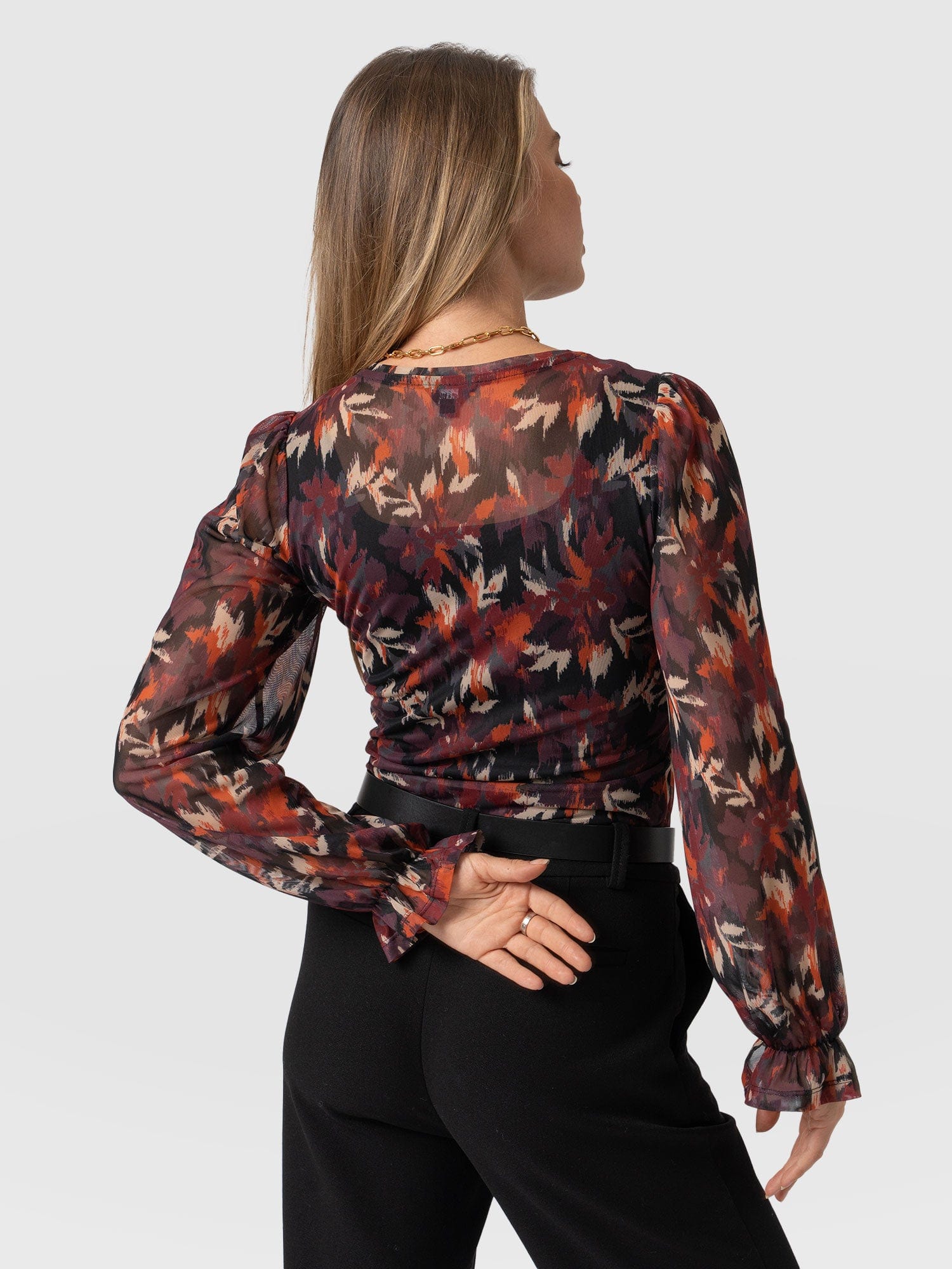 Poppy Mesh Long Sleeve Top Earthy Bloom - Women's Top | Saint + Sofia® EU